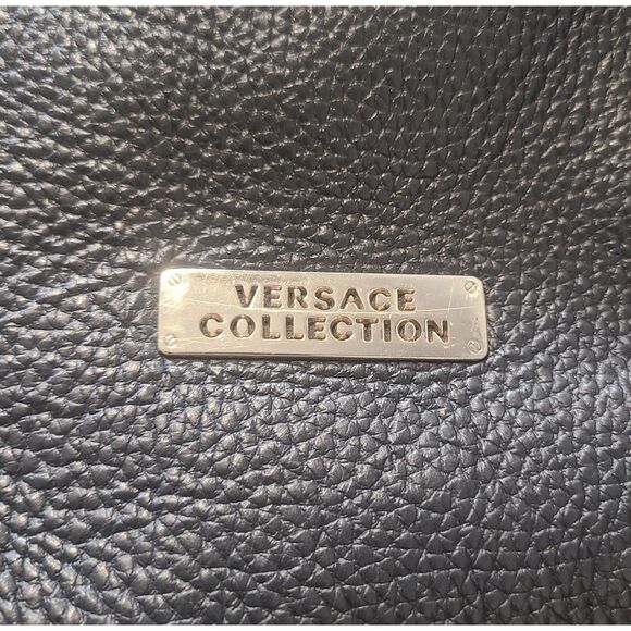 Versace (Authentic) Large Black Pelle Leather & Gold Medusa Shoulder Bag, VGUC - Picture 4 of 11